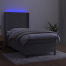 vidaXL világosszürke bársony rugós és LED-es ágy matraccal 80 x 200 cm
