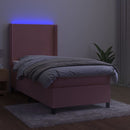 vidaXL rózsaszín bársony rugós és LED-es ágy matraccal 90x190 cm