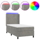 vidaXL világosszürke bársony rugós és LED-es ágy matraccal 100x200 cm