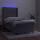 vidaXL világosszürke bársony rugós és LED-es ágy matraccal 100x200 cm