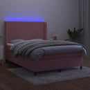 vidaXL rózsaszín bársony rugós és LED-es ágy matraccal 140x190 cm