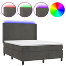 vidaXL sötétszürke bársony rugós és LED-es ágy matraccal 140x200 cm