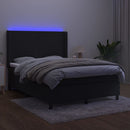 vidaXL fekete bársony rugós és LED-es ágy matraccal 140x200 cm