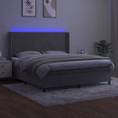 vidaXL világosszürke bársony rugós és LED-es ágy matraccal 160x200 cm
