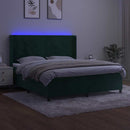 vidaXL sötétzöld bársony rugós és LED-es ágy matraccal 160x200 cm