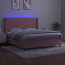 vidaXL rózsaszín bársony rugós és LED-es ágy matraccal 160x200 cm