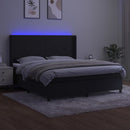 vidaXL fekete bársony rugós és LED-es ágy matraccal 180x200 cm
