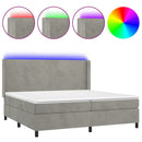 vidaXL világosszürke bársony rugós és LED-es ágy matraccal 200x200 cm