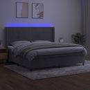vidaXL világosszürke bársony rugós és LED-es ágy matraccal 200x200 cm