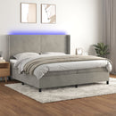 vidaXL világosszürke bársony rugós és LED-es ágy matraccal 200x200 cm