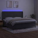 vidaXL sötétszürke bársony rugós és LED-es ágy matraccal 200x200 cm