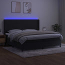 vidaXL fekete bársony rugós és LED-es ágy matraccal 200x200 cm