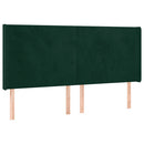 vidaXL sötétzöld bársony rugós és LED-es ágy matraccal 200x200 cm