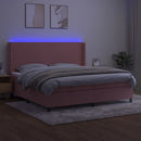 vidaXL rózsaszín bársony rugós és LED-es ágy matraccal 200x200 cm