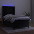 vidaXL fekete bársony rugós és LED-es ágy matraccal 90x190 cm