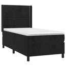 vidaXL fekete bársony rugós és LED-es ágy matraccal 90x190 cm