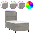 vidaXL világosszürke bársony rugós és LED-es ágy matraccal 100x200 cm