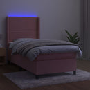 vidaXL rózsaszín bársony rugós és LED-es ágy matraccal 100x200 cm