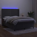 vidaXL sötétszürke bársony rugós és LED-es ágy matraccal 140x190 cm