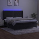vidaXL fekete bársony rugós és LED-es ágy matraccal 180x200 cm