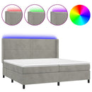 vidaXL világosszürke bársony rugós és LED-es ágy matraccal 200x200 cm