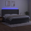 vidaXL sötétszürke bársony rugós és LED-es ágy matraccal 200x200 cm