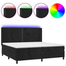 vidaXL fekete bársony rugós és LED-es ágy matraccal 200x200 cm