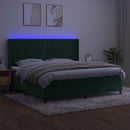 vidaXL sötétzöld bársony rugós és LED-es ágy matraccal 200x200 cm
