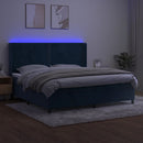 vidaXL sötétkék bársony rugós és LED-es ágy matraccal 200x200 cm