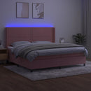 vidaXL rózsaszín bársony rugós és LED-es ágy matraccal 200x200 cm