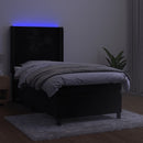 vidaXL fekete bársony rugós és LED-es ágy matraccal 90x200 cm
