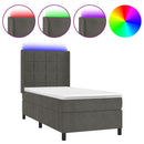 vidaXL sötétszürke bársony rugós és LED-es ágy matraccal 100x200 cm
