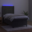 vidaXL sötétszürke bársony rugós és LED-es ágy matraccal 100x200 cm