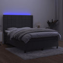 vidaXL sötétszürke bársony rugós és LED-es ágy matraccal 140x190 cm
