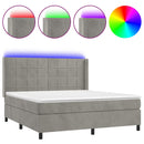 vidaXL világosszürke bársony rugós és LED-es ágy matraccal 160x200 cm