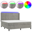 vidaXL világosszürke bársony rugós és LED-es ágy matraccal 180x200 cm
