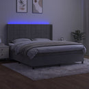 vidaXL világosszürke bársony rugós és LED-es ágy matraccal 180x200 cm