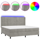 vidaXL világosszürke bársony rugós és LED-es ágy matraccal 200x200 cm
