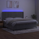 vidaXL világosszürke bársony rugós és LED-es ágy matraccal 200x200 cm