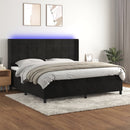 vidaXL fekete bársony rugós és LED-es ágy matraccal 200x200 cm