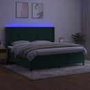vidaXL sötétzöld bársony rugós és LED-es ágy matraccal 200x200 cm