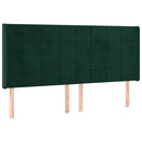 vidaXL sötétzöld bársony rugós és LED-es ágy matraccal 200x200 cm