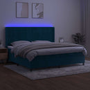 vidaXL sötétkék bársony rugós és LED-es ágy matraccal 200x200 cm