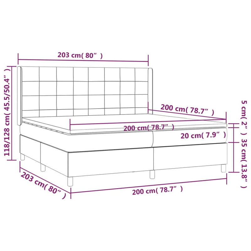 vidaXL rózsaszín bársony rugós és LED-es ágy matraccal 200x200 cm