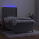 vidaXL világosszürke bársony rugós és LED-es ágy matraccal 80 x 200 cm