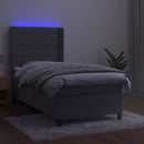 vidaXL világosszürke bársony rugós és LED-es ágy matraccal 90x190 cm