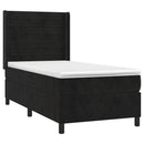 vidaXL fekete bársony rugós és LED-es ágy matraccal 90x190 cm