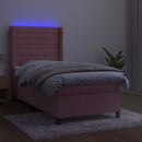 vidaXL rózsaszín bársony rugós és LED-es ágy matraccal 90x190 cm