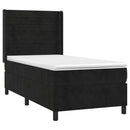 vidaXL fekete bársony rugós és LED-es ágy matraccal 90x200 cm