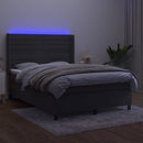 vidaXL sötétszürke bársony rugós és LED-es ágy matraccal 140x190 cm